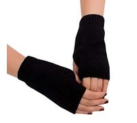 liangp Mitaines d'hiver pour femme - Mitaines chaudes en tricot - Mitaines sans doigts - Tricot fin - Mitaines sans doigts, Noir , taille unique