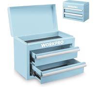 Liangshe Mini boîte métallique à deux tiroirs (version améliorée avec rail de glissement à rouleaux à billes) - Bleu macaron