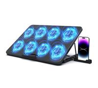 LIANGSTAR Tapis de Refroidissement pour Ordinateur Portable avec 8 Ventilateurs Silencieux pour Ordinateur Portable de 12 à 17 Pouces, Support Stable, 7 hauteurs et Vitesse du Vent réglables, 2 Ports