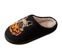 LIANGTUOHAI Chaussons Femme Pantoufles Halloween Automne Hiver Chaussons Maison Anti-dérapant D'intérieur et D'extérieurDoublure en Peluche Motif Éléments Halloween Chaud Pantoufles en Coton
