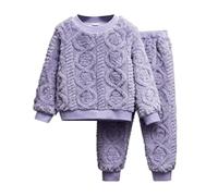 LIANGTUOHAI Ensemble de Pyjama en Flanelle pour Enfants Automne et Hiver Thermique Epaissie pullover à Manche Longues Ensemble en Polaire Corail Jacquard Vêtements de Nuit Intérieur pour Enfant filles
