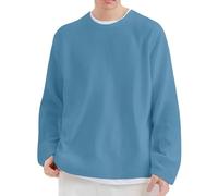 LIANGTUOHAI Homme Sweat Warfge Manche Longues Sweat Homme sans Capuche Printemps Et Automne Col Rond Couleur Pure Faux Deux pièces Étudiants Pulls De Sport Casual Ample Pulls sans Capuche