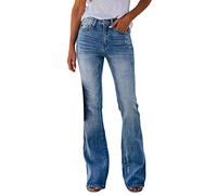 LIANGTUOHAI Jean Femme Flared Jeans Taille Haute Évasé Pantalon en Denim Femme Stretch Jambe Large Extensible avec Poches Décoratives Pantalon Droit en Denim Boutons Décontractés Jeans