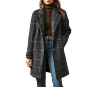 LIANGTUOHAI Manteau à Carreaux Femme Mi-Longue Col Rever Vintage Manteau Long Pour Femme Automne et Hiver Chaud Chic et élégant Veste Avec Boutons et Poches Manteaux Tempérament Décontracté Mode Ample
