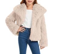 LIANGTUOHAI Manteau en Fausse Fourrure pour Filles Veste Duveteuse pour Enfant à Manches Longues et Col à Rever Manteau en Peluche Filles Hiver Chaud et Duveteux Avec Poches Cardigan Décontractés Mode
