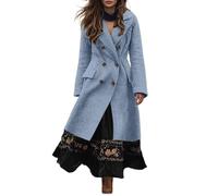 LIANGTUOHAI Manteau Long Femme Trench Coat à Boutons Doubles Classique Coupe Moulante Col Rever Hiver Chaud Coupe-Vent Manteau Mi-Long Femme à Manche Longues Chic et Élégant Décontractés Grande Taille
