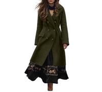 LIANGTUOHAI Manteau Long Femme Trench Coat à Boutons Doubles Classique Coupe Moulante Col Rever Hiver Chaud Coupe-Vent Manteau Mi-Long Femme à Manche Longues Chic et Élégant Décontractés Grande Taille
