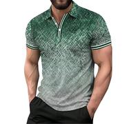 LIANGTUOHAI Polos Homme Manche Courtes À Col Montant Polos Homme Boutons Imprimés Graphic Coupe Ajustée T Shirt Manches Courte Printemps Et Été Comfort Tendance T-Shirt pour Loisirs Et Quotidien