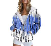 LIANGTUOHAI Printemps et automne Mode dégradé de couleurs Sweat à capuche Manches longues Poche Fermeture éclair Veste de sport ample Sweat à capuche femme Manteau d'automne, Ah., XS
