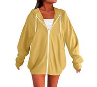 LIANGTUOHAI Sweat Zippé Femme-Manche Longues-avec Capuche et Cordon de Serrage-Sweat a Capuche Femme-Couleur Unie-Sweat-Shirt de Sport-Léger-Jogging,Fitness,Exercise-Sweat-Shirt de Décontractés Basic