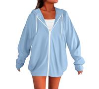 LIANGTUOHAI Sweat Zippé Femme-Manche Longues-avec Capuche et Cordon de Serrage-Sweat a Capuche Femme-Couleur Unie-Sweat-Shirt de Sport-Léger-Jogging,Fitness,Exercise-Sweat-Shirt de Décontractés Basic