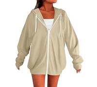 LIANGTUOHAI Sweat Zippé Femme-Manche Longues-avec Capuche et Cordon de Serrage-Sweat a Capuche Femme-Couleur Unie-Sweat-Shirt de Sport-Léger-Jogging,Fitness,Exercise-Sweat-Shirt de Décontractés Basic