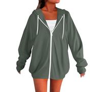 LIANGTUOHAI Sweat Zippé Femme-Manche Longues-avec Capuche et Cordon de Serrage-Sweat a Capuche Femme-Couleur Unie-Sweat-Shirt de Sport-Léger-Jogging,Fitness,Exercise-Sweat-Shirt de Décontractés Basic