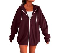 LIANGTUOHAI Sweat Zippé Femme-Manche Longues-avec Capuche et Cordon de Serrage-Sweat a Capuche Femme-Couleur Unie-Sweat-Shirt de Sport-Léger-Jogging,Fitness,Exercise-Sweat-Shirt de Décontractés Basic