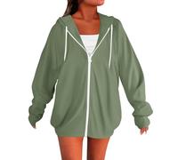 LIANGTUOHAI Sweat Zippé Femme-Manche Longues-avec Capuche et Cordon de Serrage-Sweat a Capuche Femme-Couleur Unie-Sweat-Shirt de Sport-Léger-Jogging,Fitness,Exercise-Sweat-Shirt de Décontractés Basic