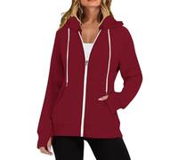 LIANGTUOHAI Sweat Zippé Femme Manche Longues avec Poches Imprimés avec Cordon De Serrage Automne et Hiver Sweat a Capuche Femme Zippé Couleur Unie Au Quotidien Hoodies Ample Fashion Doux Les Cent
