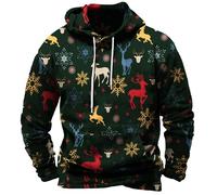 LIANGTUOHAI Sweats De Noël Homme Automne Et Hiver Nouveaux Sweat À Capuche Manche Longues avec Noël Élléments Imprimé Casual Sweatshirt D'noël Homme Tendance Ample Pulls À Capuche Hiver Chaude