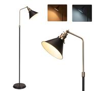 lianheng Noir Métal Lampadaire Industriel, Lampadaire Vintage Noir et Or Design, Lampadaire Simple Coin, Lampadaire pour Salon, Chambre, Bureau