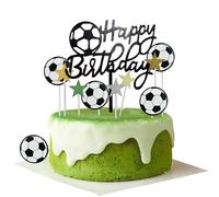 LIANRISES 11 Pièces Decoration Gateau Foot, Décoration De Gâteau Football, D'Anniversaire Enfant Terrain, Décorations En Pâte à Sucre Football, Cupcakes En Papier Pour Garçons, Hommes, Thème Du Sport