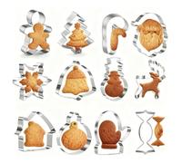 LIANRISES 12 Pièces Emporte Piece Noel Assortis, Découpoir Noël Inox, Emporte-Pièce Biscuits Moule De Noël Maison, Gingermen, Rennes, Bonhomme De Neige, Flocons De Neige, Acier Inoxydable