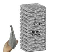 LIANRISES 12 Torchon Metallique Anti Rayure Paille De Fer Chiffon Vaisselle Lavette Double Niveau Eponge Metallique