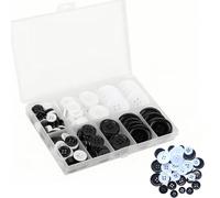 LIANRISES 160 Pièces 10/13/15/20/25mm Boutons Mercerie Noirs Blanc, Bouton Pantalon A Coudre, Circulaire, Résine, 4 Trous Pour L'artisanat, Décoration, Et Boîte