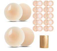 LIANRISES 2 Paires Cache Tetons Femme Silicone Réutilisable et Auto Adhésifs, 10 Paires Cache Teton Jetables Respirants Mamelons, Nipple Cover, Invisible Ultra Fins, Autocollants Masculins Féminins