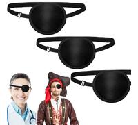 LIANRISES 3 Pièces Cache œIl Adultes Et Enfants Noirs, Cache-œIl RéGlable 3d Pour Amblyopie Ou Strabisme,Doux Confortable, Une Chirurgie, MéDical, Pirate, Yeux Gauche Ou Droit Et Cospla