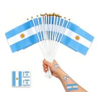 LIANRISES 30Pièces Mini Drapeaux Argentin(14x21cm) & 30Pages Tatouage Drapeau Argentin, pour la Coupe du Monde,Fête Nationale,Jour de L'Indépendance,Olympics,Célébration,Décoration de la Fête Football