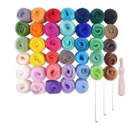LIANRISES 40 Laine CardéE 3 Aiguille Laine Ainsi Que La PoignéE D'Aiguille En Bois 40 Couleurs 3 Grammes Bricolage Artisanal DIY