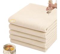 LIANRISES 5 Pièces 50x50cm Etamine Alimentaire Mousseline, Cheese Cloth, Toile A Beurre, Réutilisable, Lavable, 100% Coton, Couleur Naturelle, Pour Filtrer Le Beurre, Le Lait Aux Noix