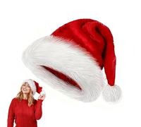 LIANRISES Bonnet Noel, Classique Bonnet Adulte, Chapeau De Père Noël En Peluche Rouge, Luxe à Double Peluche, Super épaisse, Confortable, Douce, Sans Distinction De Sexe, Nouvel An, Fêtes, Cadeaux