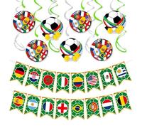 LIANRISES15 Coupe Du Monde 2026 Tourbillons Suspendus Plafond, 2 Bannière Guirlande De Drapeaux De Football, Réutilisable Décoration Coupe Du Monde, Pour Fête, Bar, Bureau, Maison