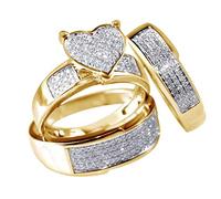 Liant Porte-bijoux Anneaux Sz610 bijoux de mariage remplis anneau jaune blanc 3Pcs / anneaux de sertissage Anneaux Bagues (Gold, 8)