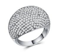 Liant Porte-clés Bijoux Européen et anneau américain géométrique conception plein Zircon bijoux personnaliser bagues Perles Crochets Anneaux (Silver, 9)