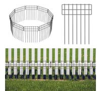 LIANTRAL Lot de 10 clôtures de jardin sans creuser - Panneau de clôture en métal antirouille - Clôture de barrière pour animaux de compagnie - Facile à installer - Bordure de terrasse, cour et clôture