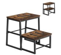 LIANTRAL Marchepied 2 en 1 pour Adultes et Enfants, Tabouret à 2 Niveaux, en Acier Robuste et Tabouret en Bois Stable, marchepied pour lit, Cuisine, Salle de Bain, Marron rétro et Noir