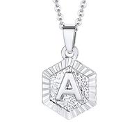 LIANTSH Alphabet initial anglais lettres A-Z plaqué cuivre 18 carats charme géométrique hexagone pendentif colliers chaîne bijoux cristal, Cristal