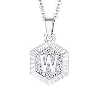LIANTSH Anglais Initiale Alphabet A-Z Lettres Cuivre Plaqué Or 18 carats Charme Géométrique Hexagonal Colliers Pendentif Bijoux Chaîne, Bois