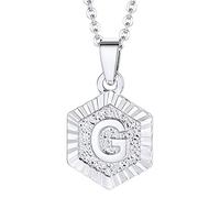 LIANTSH Anglais Initiale Alphabet A-Z Lettres Cuivre Plaqué Or 18 carats Charme Géométrique Hexagonal Colliers Pendentif Bijoux Chaîne, Bois