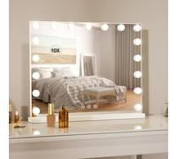 LIANWANG Miroir Coiffeuse 80 x 60 cm, Miroir Hollywood avec 17 Lumières LED, 3 Modes, Luminosité Réglable, Mémoire Intelligente, Port USB et Type-C, Blanc