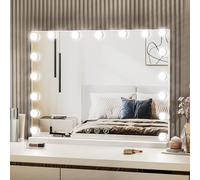 LIANWANG Miroir Coiffeuse 80 x 62 cm, Miroir Hollywood avec 17 Lumières LED, 3 Modes, Luminosité Réglable, Mémoire Intelligente, Port USB et Type-C, Montage Mural, Blanc