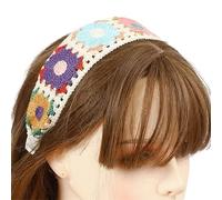 LIANXUE Bandeau tricoté floral pour femme - Turban extensible au crochet - Style ethnique - Style ethnique