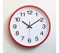 LIANYG Simple Mur Horloges Vintage Modern Round Plasitc Horloge Quartz Horloge Horloges Horloge Murale 332 (Color : Red, Sheet Size : 10 inch)