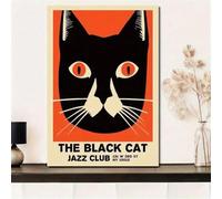 lianyibo 1 affiche sur toile abstraite représentant un chat noir dans un club de jazz, esthétique moderne, pour chambre, salon, couloir, décoration murale, 30 x 40 cm, sans cadre