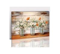 lianyibo 1 décoration murale rustique pour salle de bain, style ferme, impression sur toile avec motif floral (80 x 120 cm/cadre intérieur)