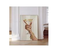 lianyibo 1 pièce À la mode Martini Glass Toile murale, Champagne Charming Posters Prints Avec Cocktail Salon Décoration (50x70cm/Sans cadre)