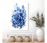 lianyibo 1 pièce d'art mural abstrait bleu, formes géométriques, style aquarelle, toile, affiche, peintures pour salon, chambre à coucher, décor, cadre 40x60 cm