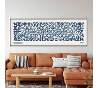 lianyibo 1 pièce d'art mural abstrait horizontal Bauhaus, affiche géométrique nautique bleue et colorée, impression sur toile, décoration de salon, 60 x 180 cm, sans cadre