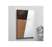 lianyibo 1 pièce d'art mural moderne abstrait texturé sur toile, impression géométrique minimaliste, marron et blanc, pour décoration esthétique de salon, cadre 20 x 30 cm